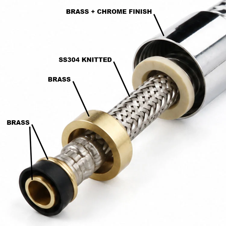 360° Tangle-free 201 SS Braided Chrome Flexible Hose