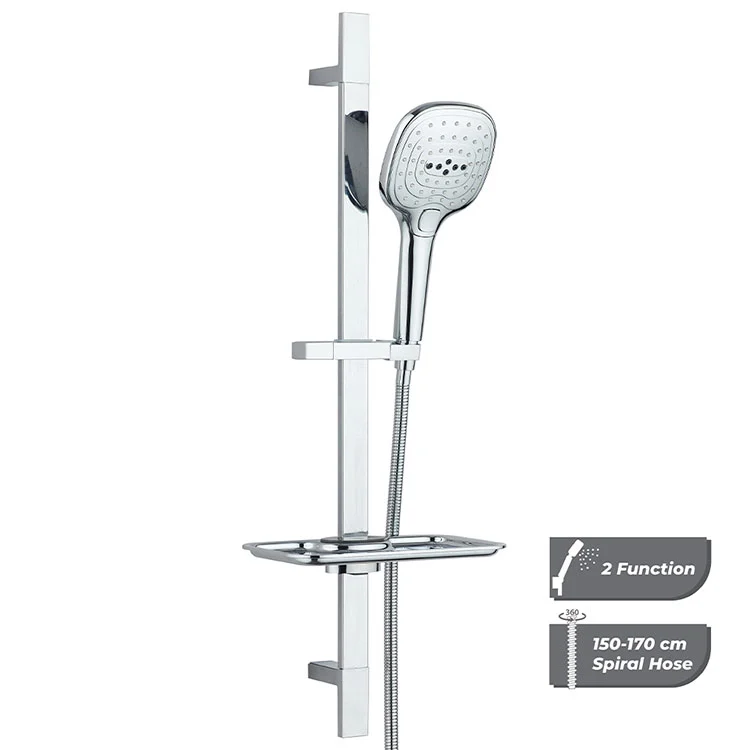 Complete Shower Slide Bar Set with Hand Showerhead