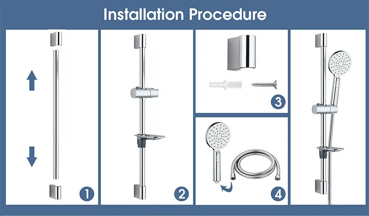 Stainless Steel Short Shower Sliding Bar Set with Hose