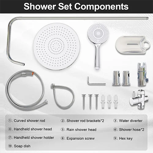 Wall-mounted stainless steel shower set