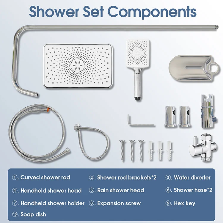 304 SS Shower Column Set with 3 Mode Rainfall Shower Head