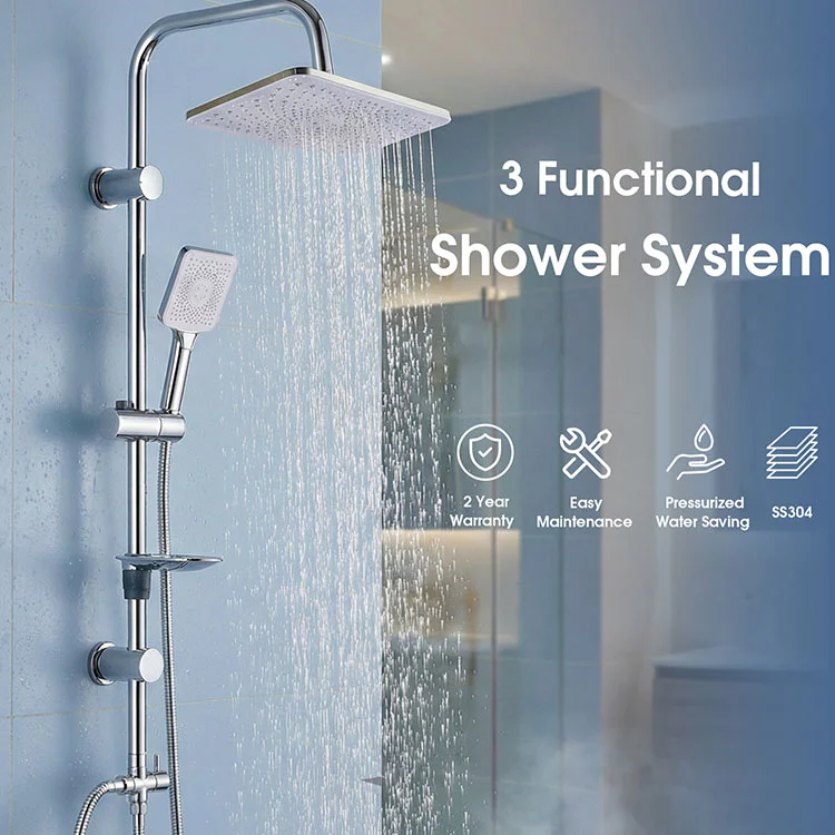 304 SS Shower Column Set with 3 Mode Rainfall Shower Head