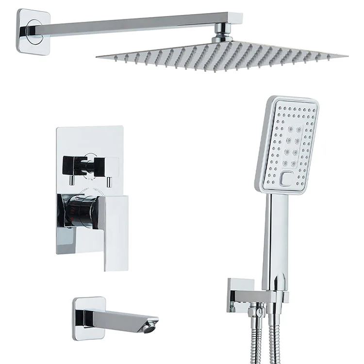 Luxury Concealed Rainfall Shower System with Brass Faucet