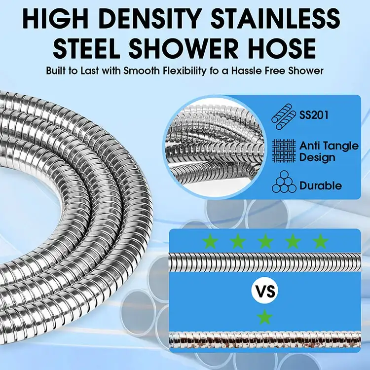 360° Tangle-free 201 SS Braided Chrome Flexible Hose