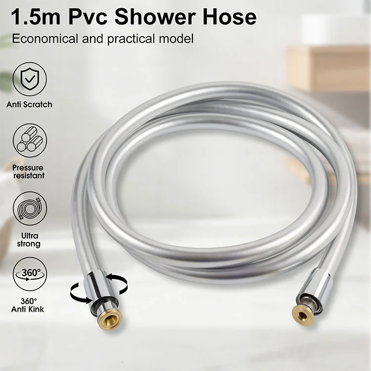 Shiny Silver G1/2 Bathroom Explosion-Proof PVC Shower Hose