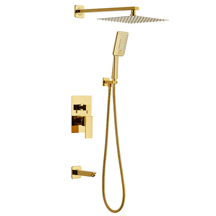 Luxury Concealed Rainfall Shower System with Brass Faucet