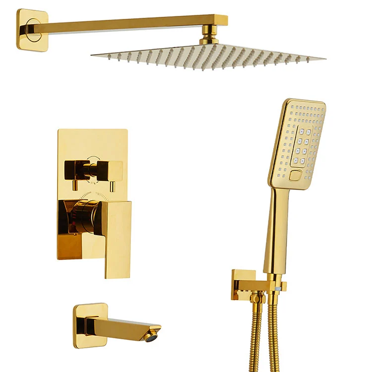 Luxury Concealed Rainfall Shower System with Brass Faucet