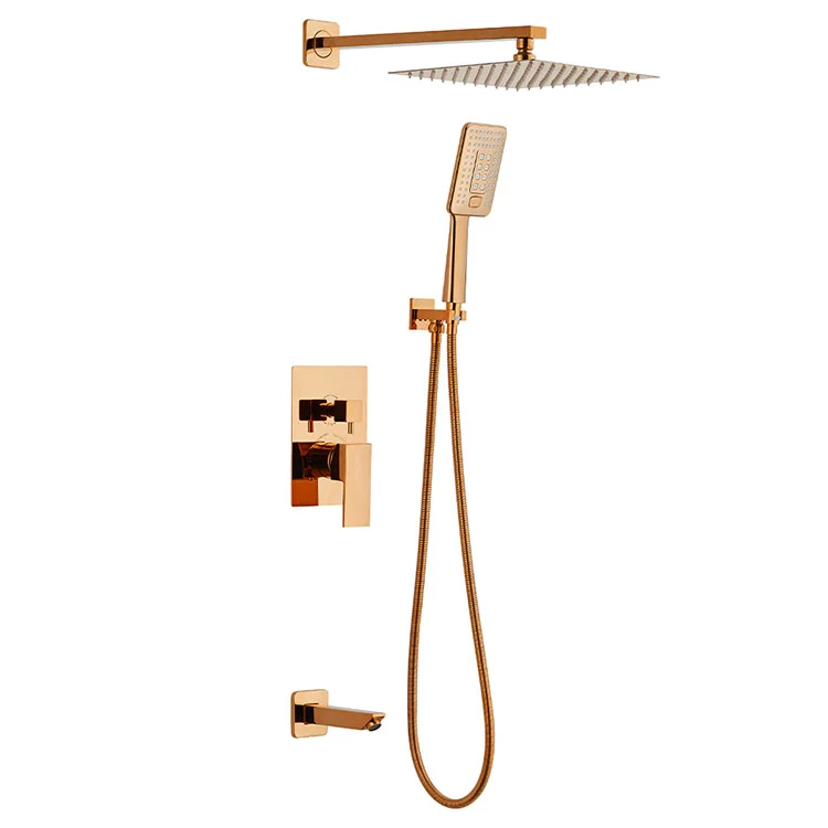 Luxury Concealed Rainfall Shower System with Brass Faucet