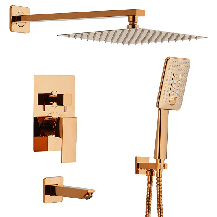Luxury Concealed Rainfall Shower System with Brass Faucet