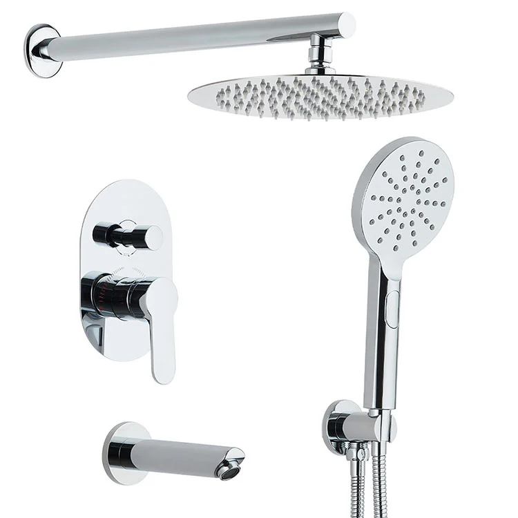 Modern Wall-Mounted Matte Black Concealed Shower System