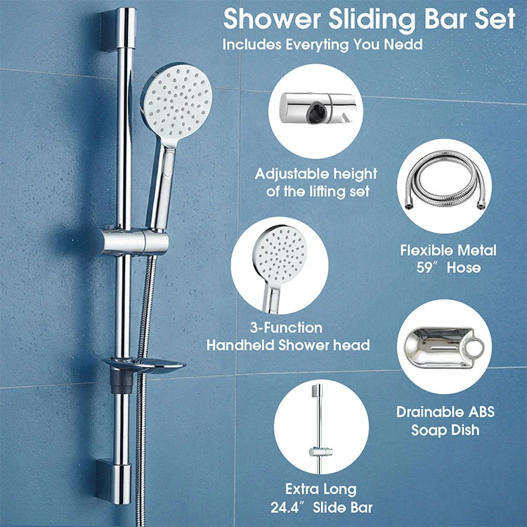 Stainless Steel Short Shower Sliding Bar Set with Hose